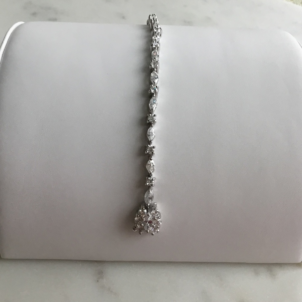 Sterling 7” Marquise & Round Cz Tennis Bracelet - Picture 8 of 16